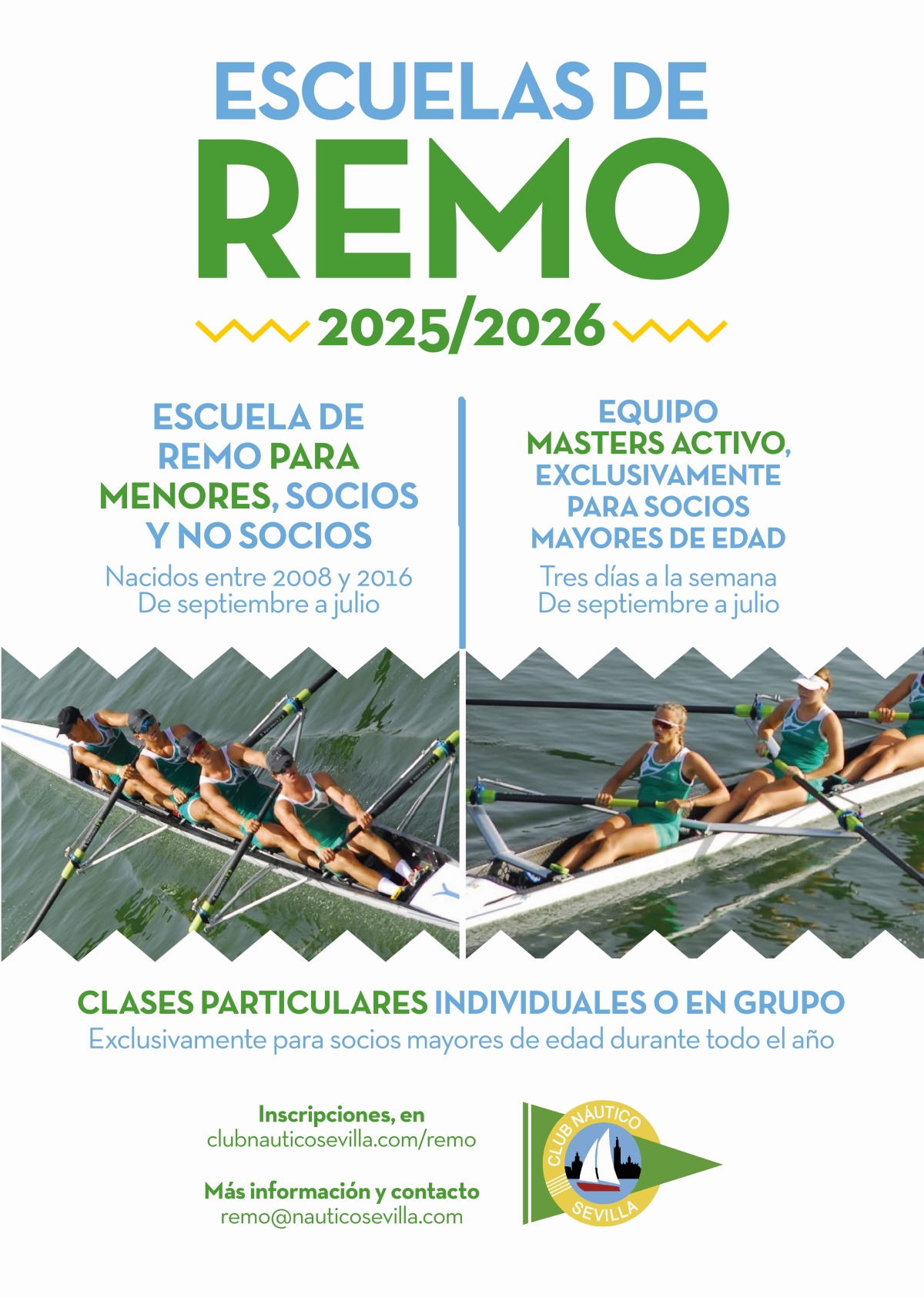 Escuela de remo del Club Náutico Sevilla 2026/2027
