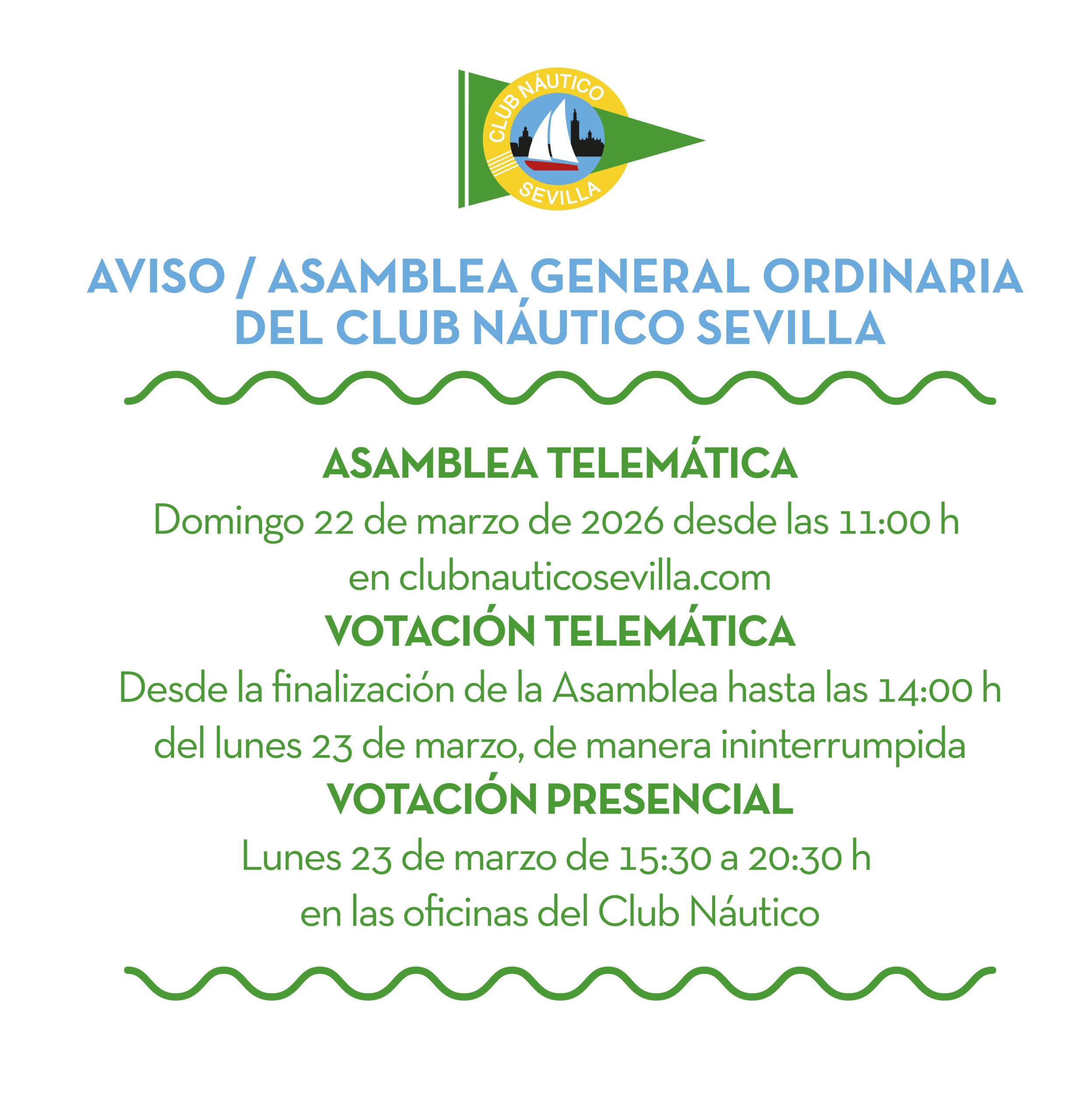 Cómo votar en la Asamblea general ordinaria del Club Náutico Sevilla