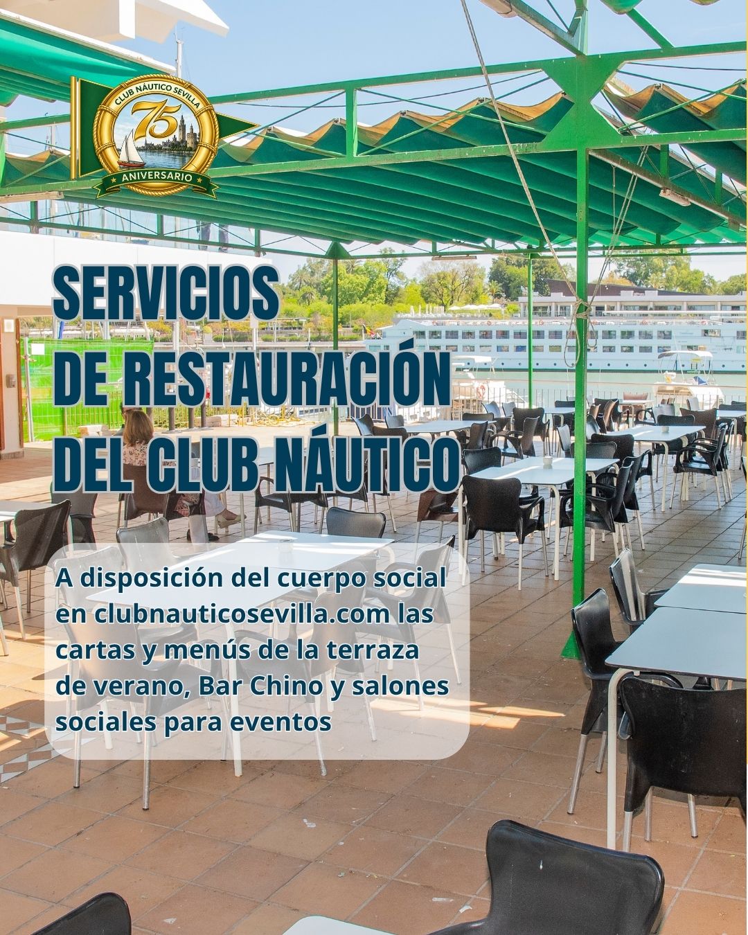 Tarifas de los servicios de restauración del Club Náutico Sevilla