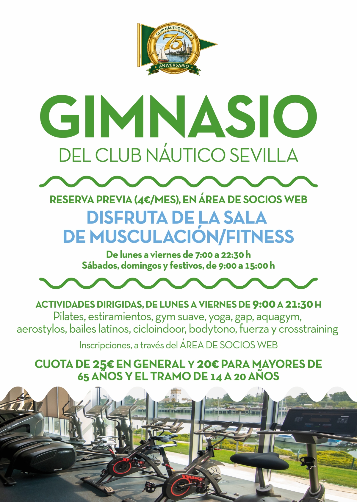 Programación del gimnasio en octubre