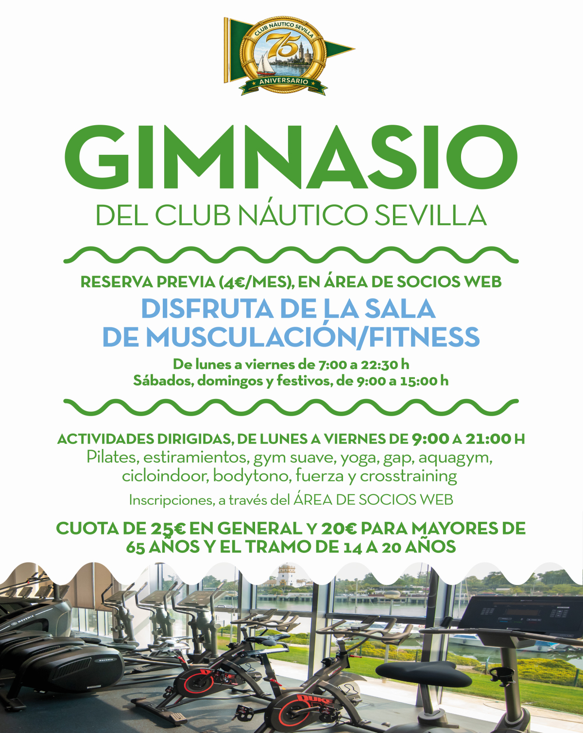 Programación del gimnasio en septiembre