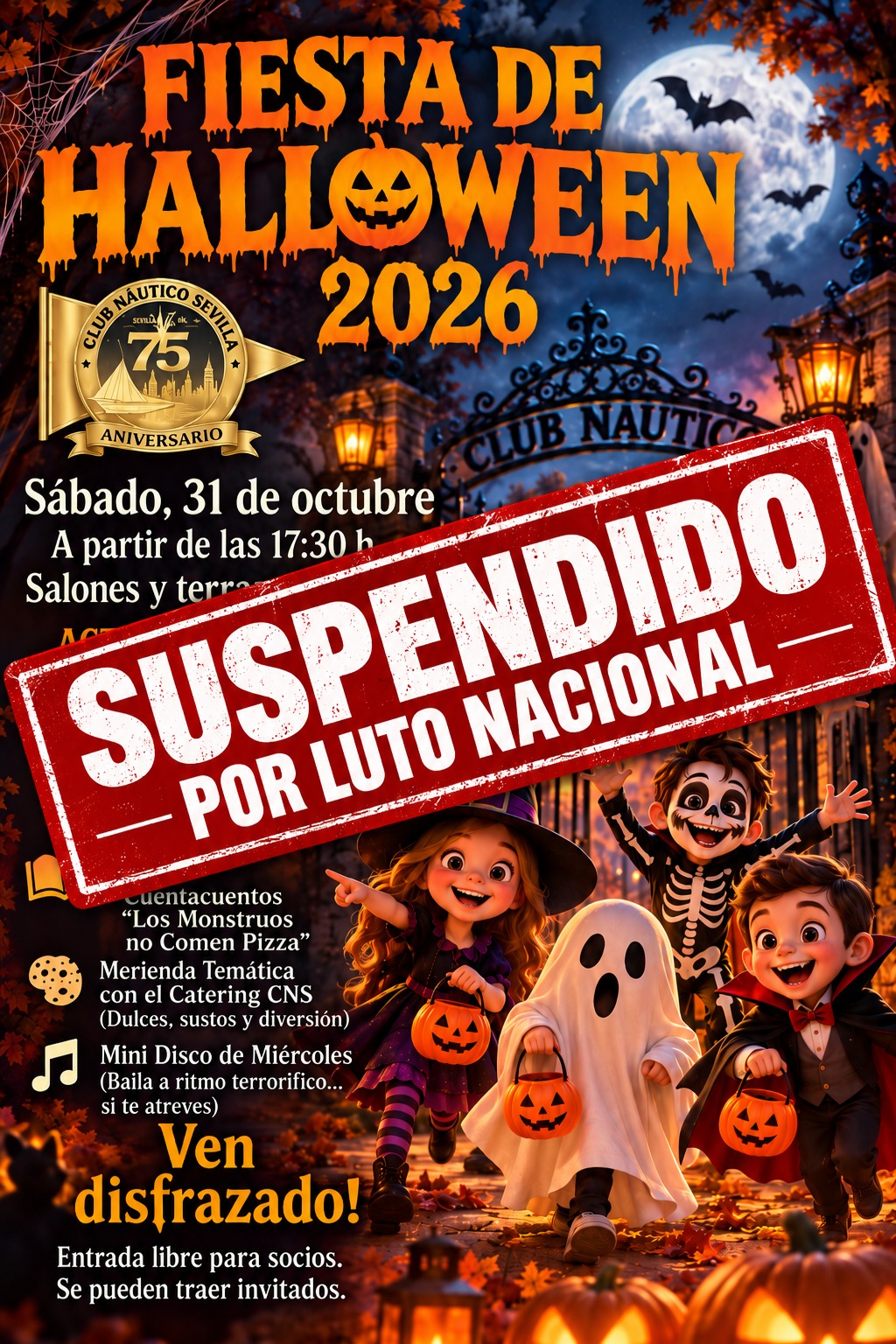 AVISO / Cancelación de la Fiesta de Halloween del Club Náutico