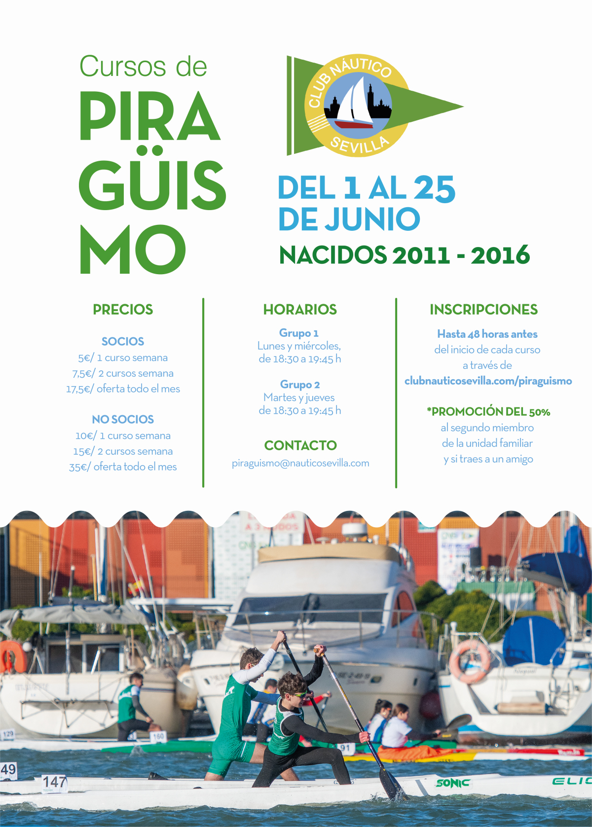 Cursillos de verano de piragüismo para menores